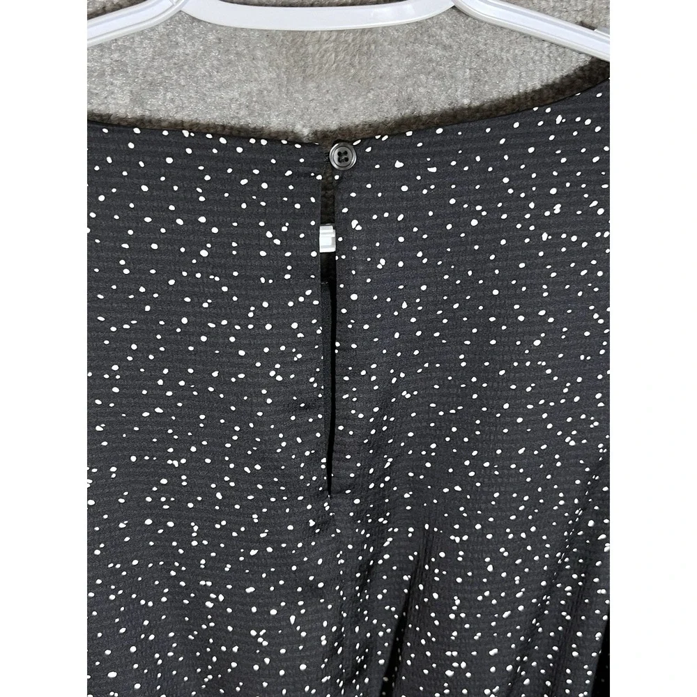 GAP Blouson Sleeve Elastic Waist Dress Womens Size M Black Polka Dot Pockets New
